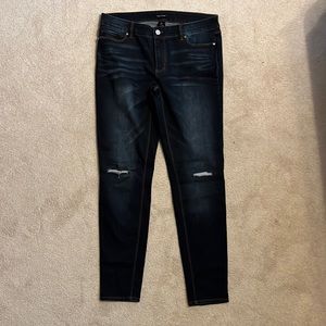 White House Black Market Distressed skinny jeans with classic rise